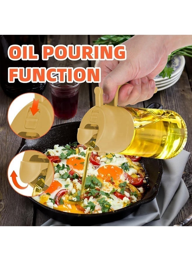 2-in-1 Olive Oil Sprayer & Oil Dispenser Bottle (470ml), Dual-Function Glass Spray & Pour for Air Fryer - Multicolor - Image 3